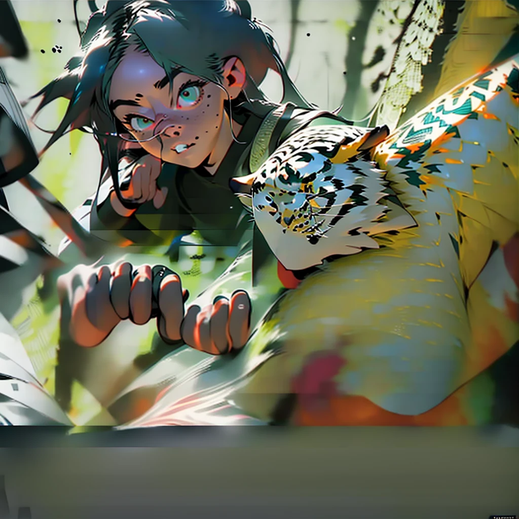 generate a sitting down with unique pose upto high angle view image of detailed photo hyperrealistic 8bit cubbism pixel detailed mysterious pink demonic fox, badass with intricate golden engrave symbols with anime artstyle fiery eyes a elongated tattered green divinal robe with cursive marking , doing a unique pose in a background full of details a ancient temple , filled with moss and eerie waterfall , with gigantic post using , super refined details clear clarity , high definition , unreal engine in super hd , high definition 32k resolution