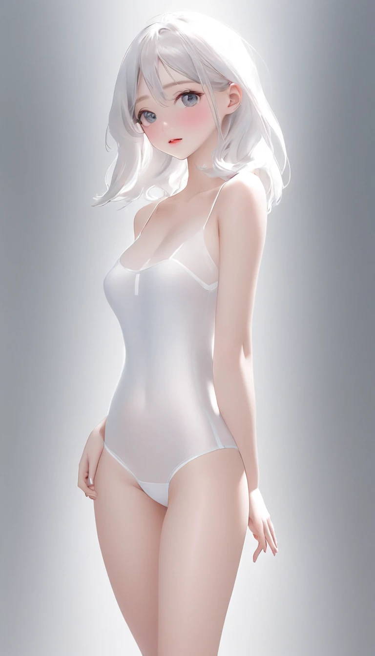 Low Leg、Low rise、Fearful expression、(((Realistic images)))、Translucent white skin、White camisole、((girl&#39;The upper body is visible))、the skin is transparent、Make the expression more realistic、thin, soft and smooth hair、Highlight wrinkles in clothing、Highest quality、High resolution、Extremely detailed 8K、 (Ultra HD、Very detailed、Very detailed、とてもRealistic、Ultra-realistic、Realistic)、One Girl、One thumb、View 4 books、The underwear you are wearing is very soft and pleasant to the touch....、Stagnation、スリムな体を持つ美しいgirl、Waist-length platinum blonde hair、Grey Eye Room、Chic monochrome room、Foliage plant