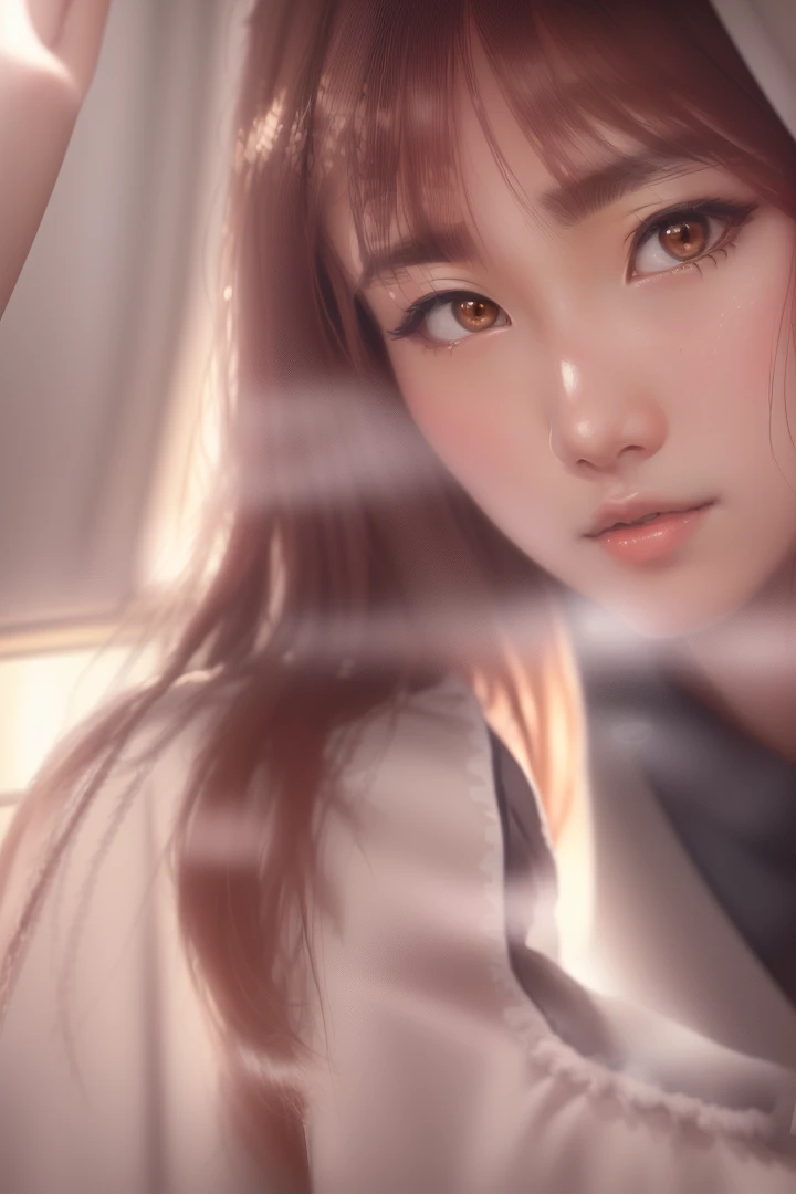 there is a woman that is looking at the camera, Chiho, Another close-up of Iwakura, Kotegawa Yui, Hole in the Motto, kimi takemura, Portrait of a Japan ager, anime. Soft lighting, shikamimi, Realistic young gravure idol, Tadashi Nakayama, Yasumoto Oka