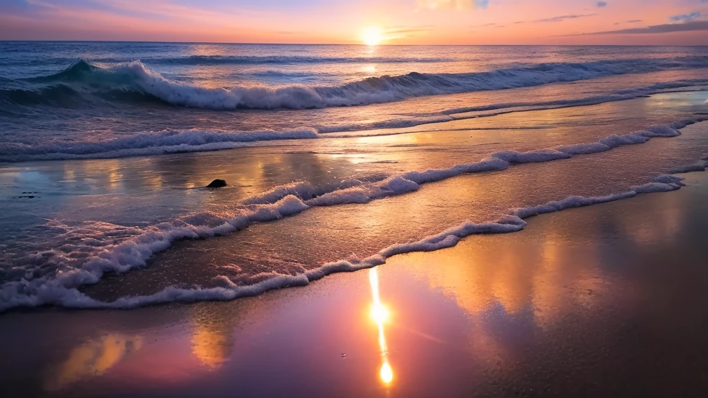 arafed image of a Glass beads on a beach at sunset, Ocean Specular, Glass-like reflection, 4 0 9 6, today\Featured Photos in 4k, next to the reflecting ocean, Glass beads, Amazing reflection of the sky, Spherical lens, Glass sphere, Breathtaking shots, Clear reflection, Glass reflection, HDR Refraction