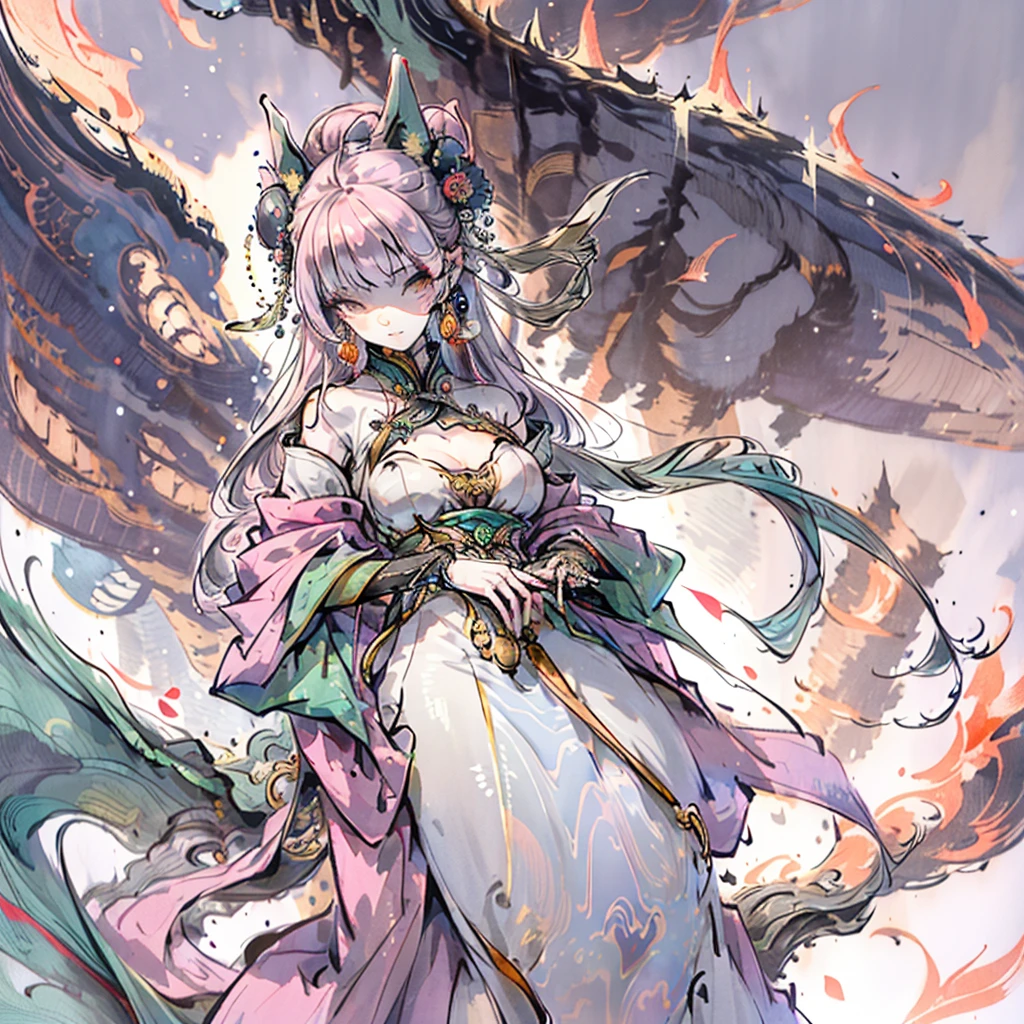 generate a sitting down with unique pose upto high angle view image of detailed photo hyperrealistic 8bit cubbism pixel detailed mysterious pink demonic fox, badass with intricate golden engrave symbols with anime artstyle fiery eyes a elongated tattered green divinal robe with cursive marking , doing a unique pose in a background full of details a ancient temple , filled with moss and eerie waterfall , with gigantic post using , super refined details clear clarity , high definition , unreal engine in super hd , high definition 32k resolution