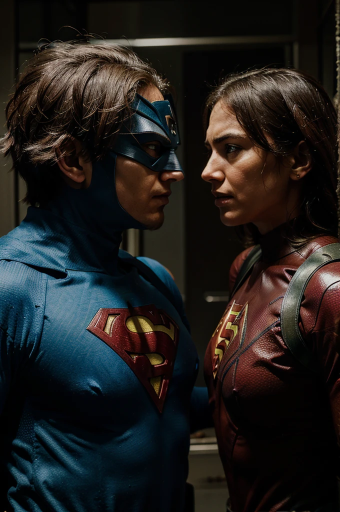 A struggle between a superhero and a powerful monster