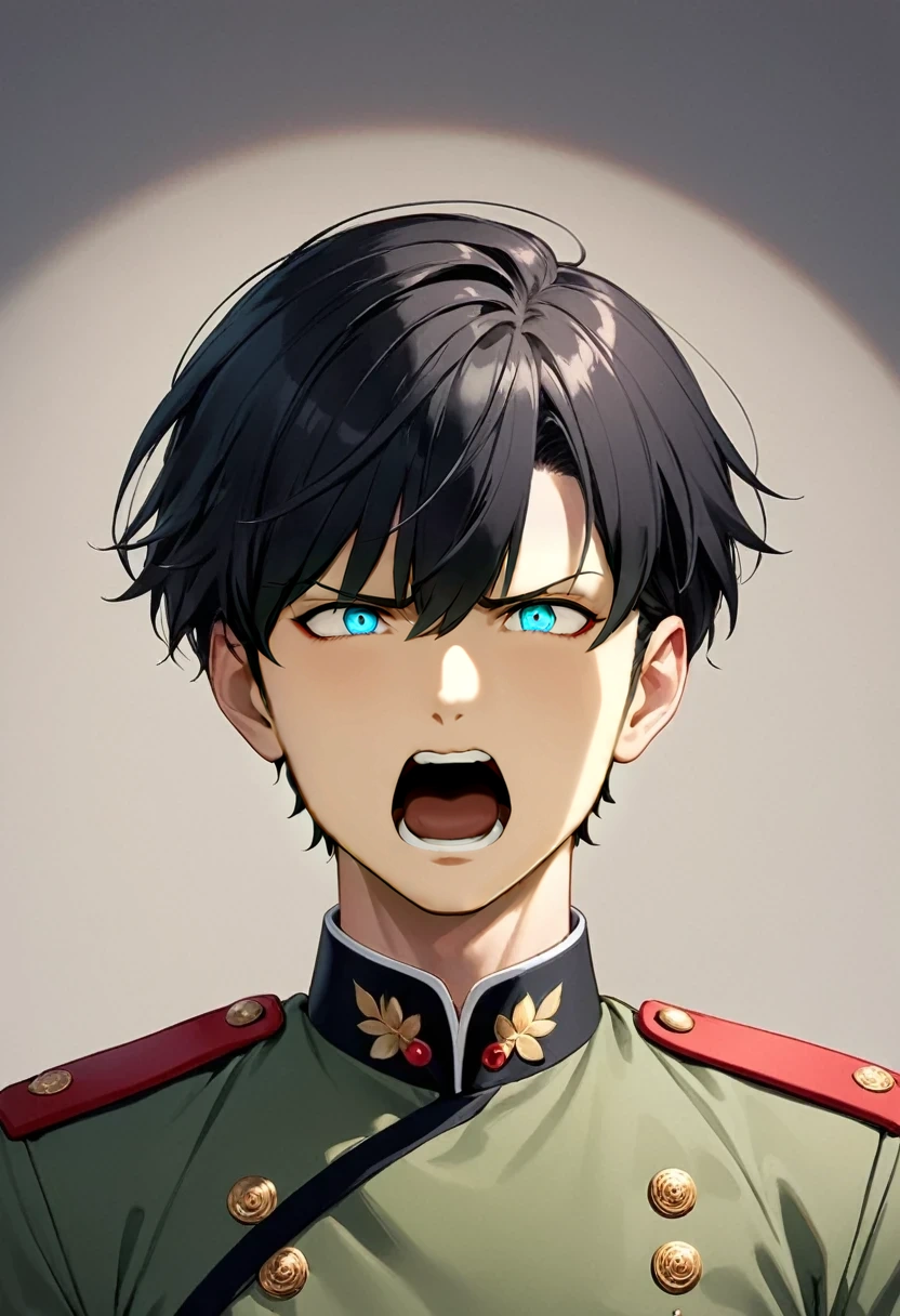 male、Open your mouth wide、frightened face