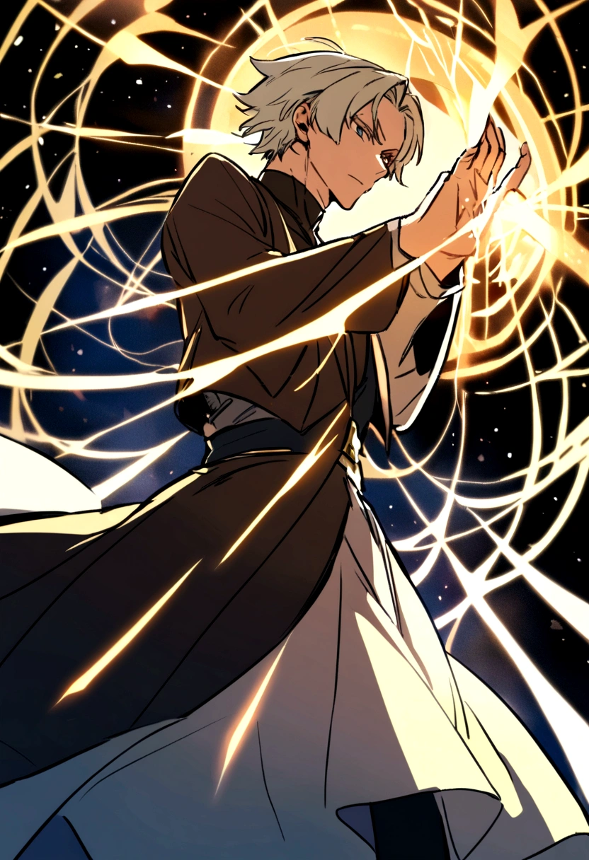 A man looking side like little bit of anime colour 