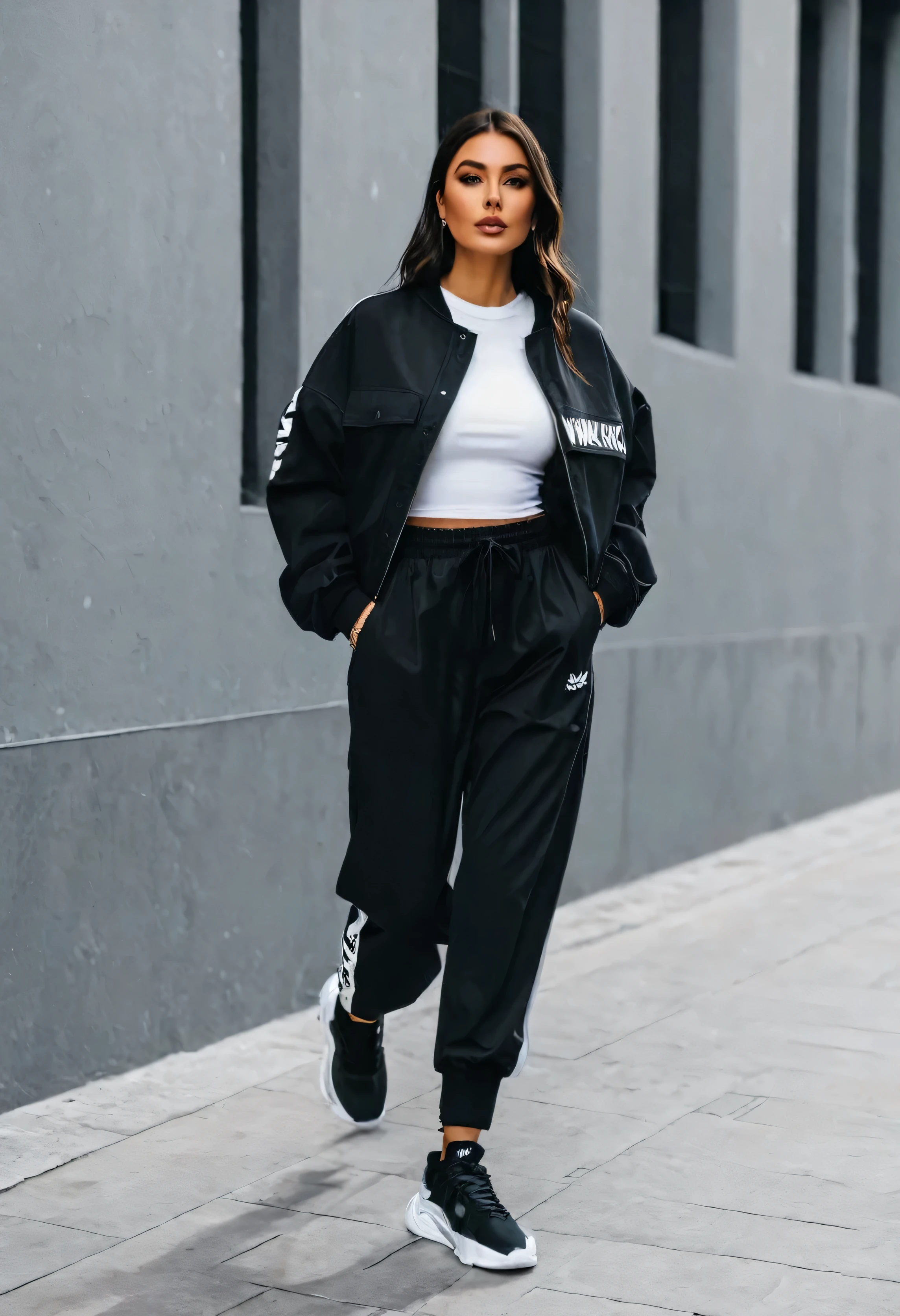 woman walking, roupas streetwear