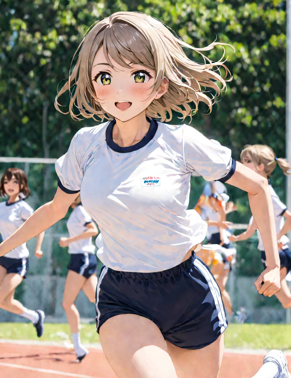 1 girl Love Live Watanabe You Gym uniform running