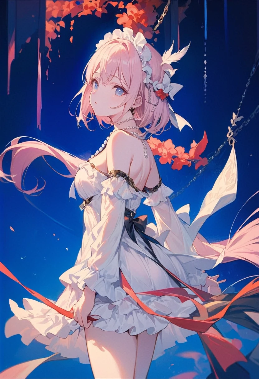 ((masterpiece:1.4,Highest quality))+,(Super detailed)+,(Very fine eye)+,
(Cute Girls),Lilia,(Blue eyes:1.15),Long pale pink hair,Thick Hair,Red headband(Changes through:1.2),Pale complexion,blush and laugh,Bloodstain
(彼女が着ている白いエキゾチックなdance衣装,Lilac Pattern,Full of fluffiness:1.5),(cyan feather hair accessory:1.4)Chain Bracelet,Pearl Necklace,The Ballad of Black Earrings,Coral Reef,Menghua,Gemstone Jewelry,sea of clouds and coral,huge white ribbon,conch shell headdress,Black Veil,Seashell decoration,Fish bone decoration,Turn your back on everyone,Off the shoulder
(Fish Tail:1.1),
(Dawn Light:1.2),
(Dark black and white:1.16),(Depth of written boundary:1.4)Complex and detailed colors,detailed route,wonderful,Super Detail,The content is very detailed,(High Contrast:1.11),Wind,wonderful胸の谷間,Beautiful Eyes,Messy Hair,(Best lighting,Very delicate and beautiful), ((Lighting)), (Side view:1.3),8K,masterpiece,Highest quality,Movie stills,1 plump girl,(Cleavage close-up:1.1),bright,happiness,interesting,Soft Light,(Bauhaus,shape,line engineering,Abstract:1.1)Official Art, ユニティ 8K 壁紙, Very detailed, Beautiful and beautiful, masterpiece, Highest quality, (Dynamic Angle:1.4),浪漫 Depth of written boundary 异调_dance,Perfect NwsjMajic,(masterpiece,Highest quality,Highest quality,Official Art,Beauty and aesthetics:1.2),The content is very detailed,colorful,The finest details,