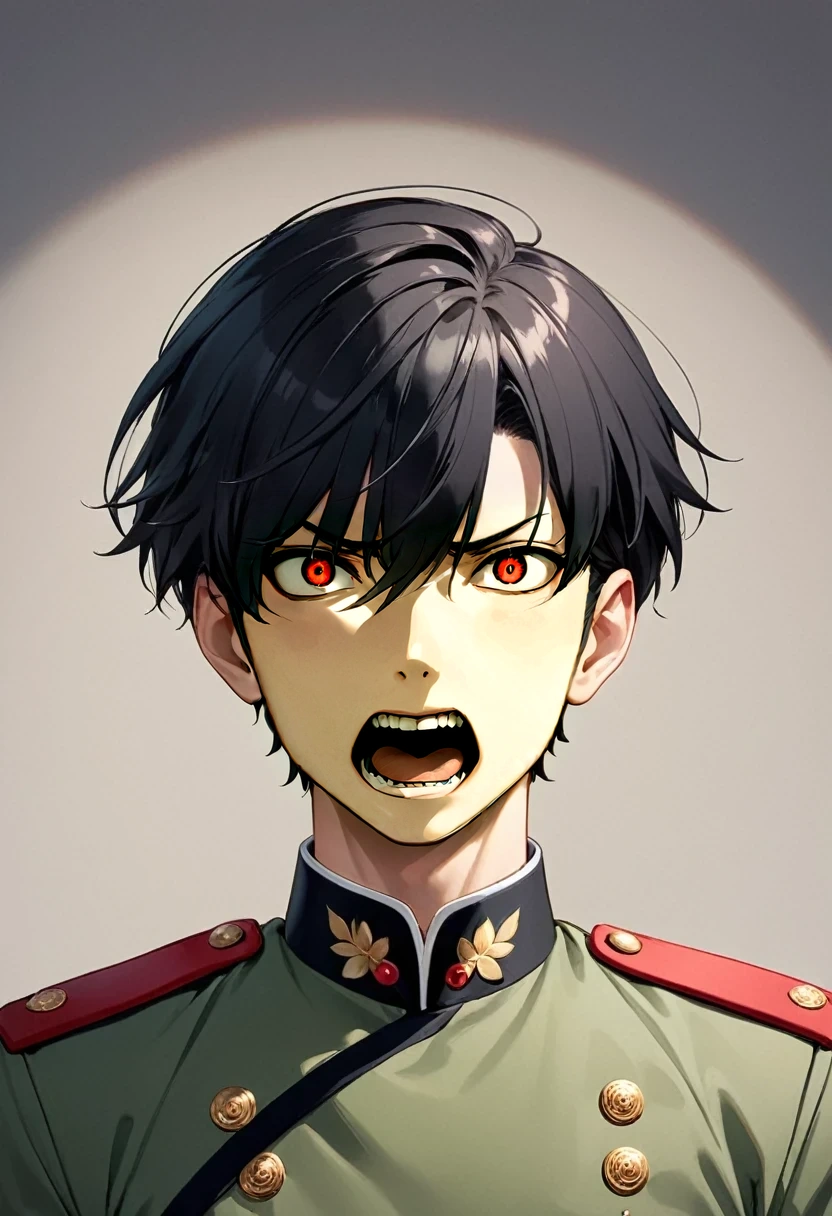 male、He made a face with his eyes shut tight and screamed in terror.