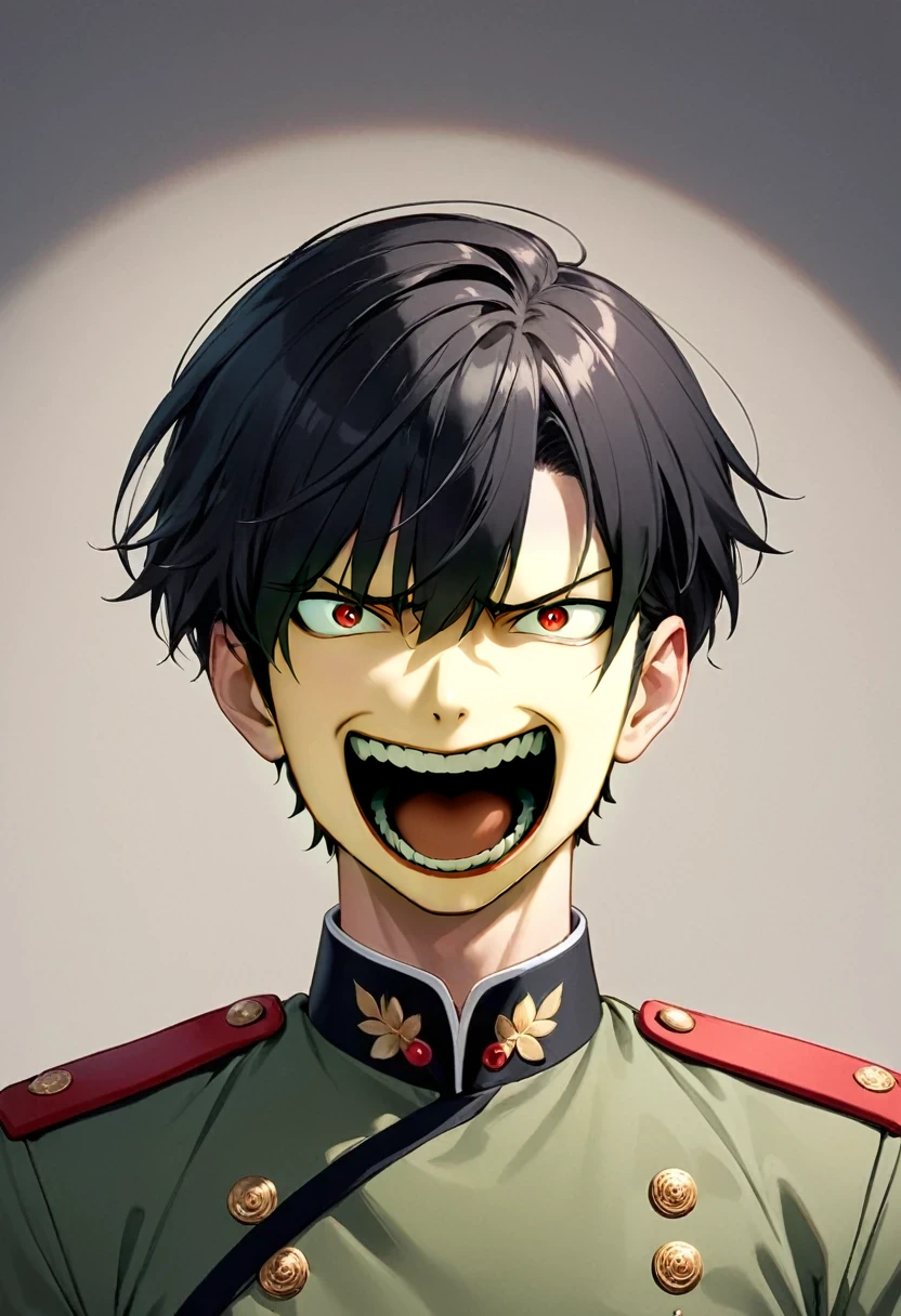 male、He made a face with his eyes shut tight and screamed in terror.