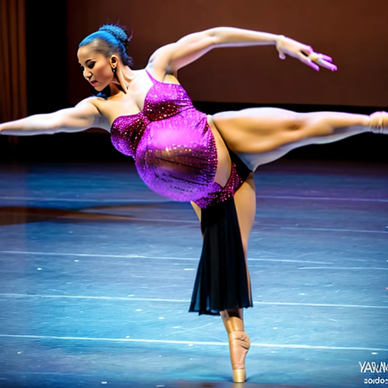 Extremely pregnant female classic dancer