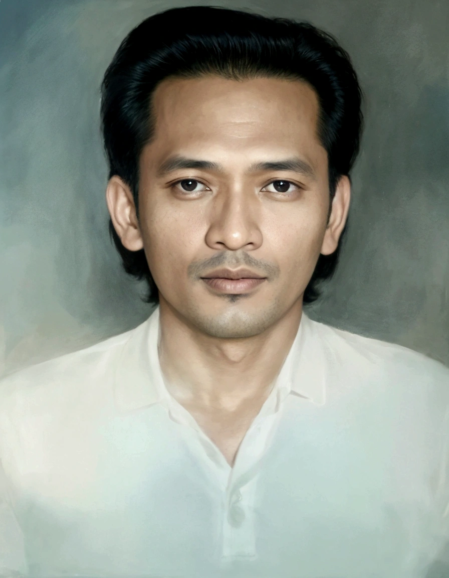 there is a man that is posing for a picture in a picture, a photo of a man, potrait, ramil sunga, photo of a man, shirt polo white, jose miguel roman frances, mohamed chahin, around protrait, 4 0 years old man, thawan duchanee, full protrait, raden saleh, portait image