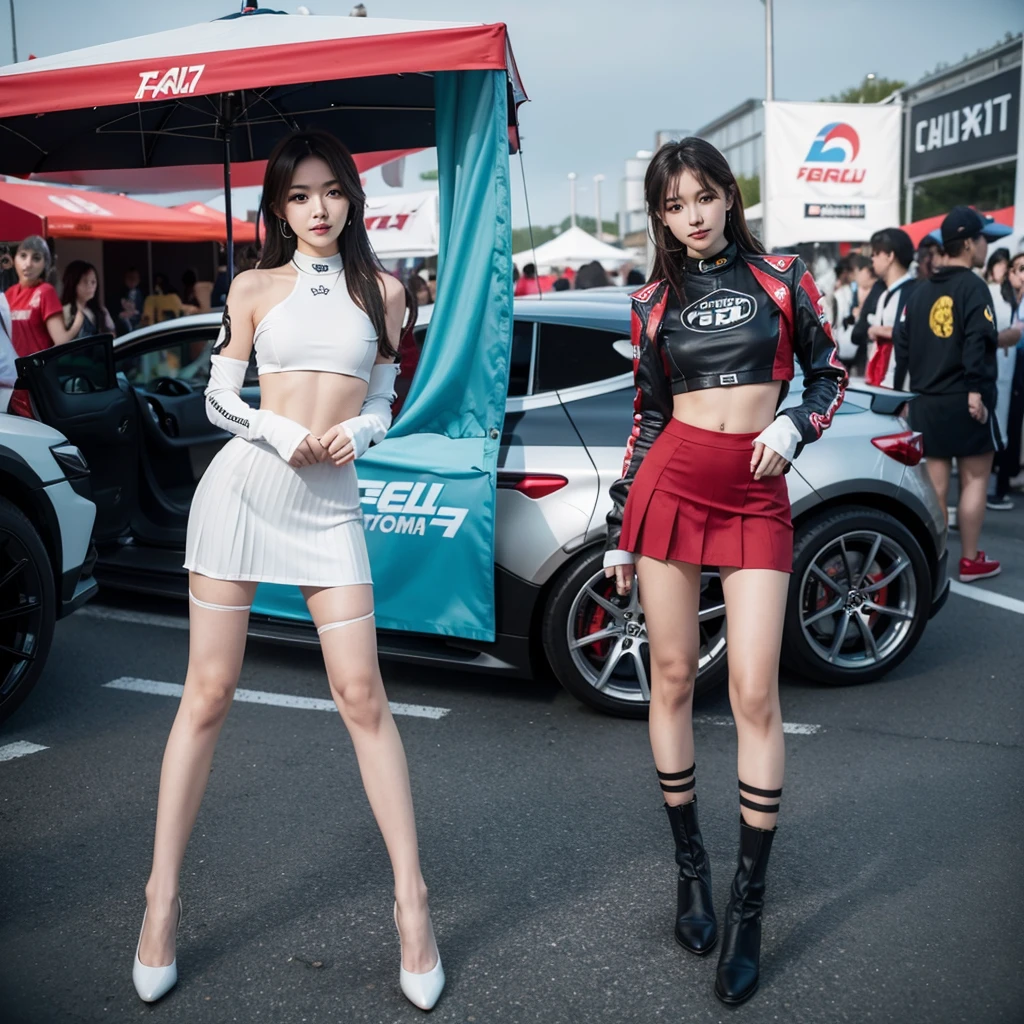Cool woman、Colorful costumes、F1 Driver Cosplay、Colorful costumes、Clothing with company logo、Grid Girlsのカラフルで派手な衣装、Grid Girls、Perfect Face、Paddock Girls、Harem、motor Show、tights、Bodycon Costumes、Grid Girls、Russia、Grid Girlsのコスプレ、belly button、Pleated skirt、Bodycon Costumes、Photographed in a sexy pose