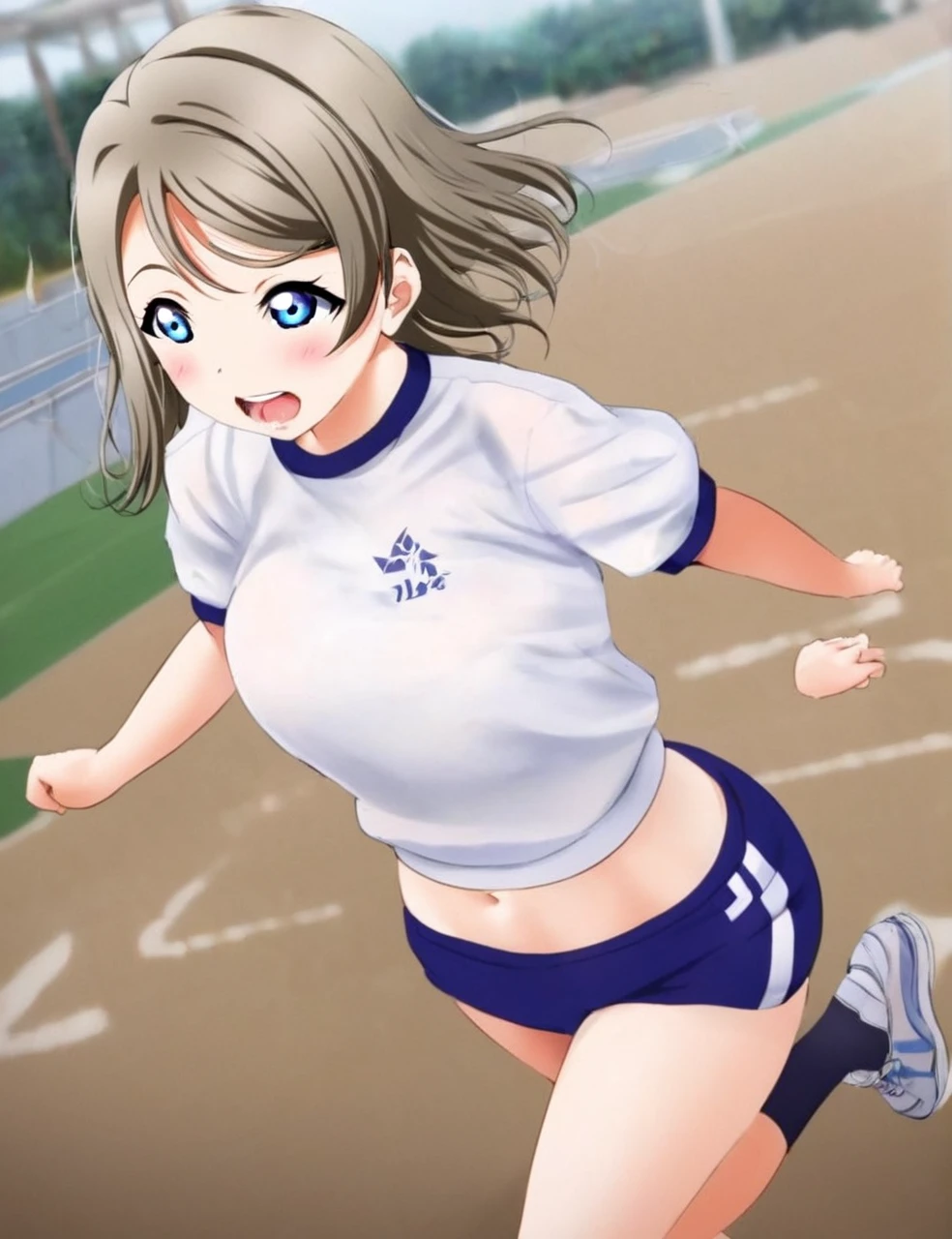 1 girl Love Live Watanabe You Gym uniform running