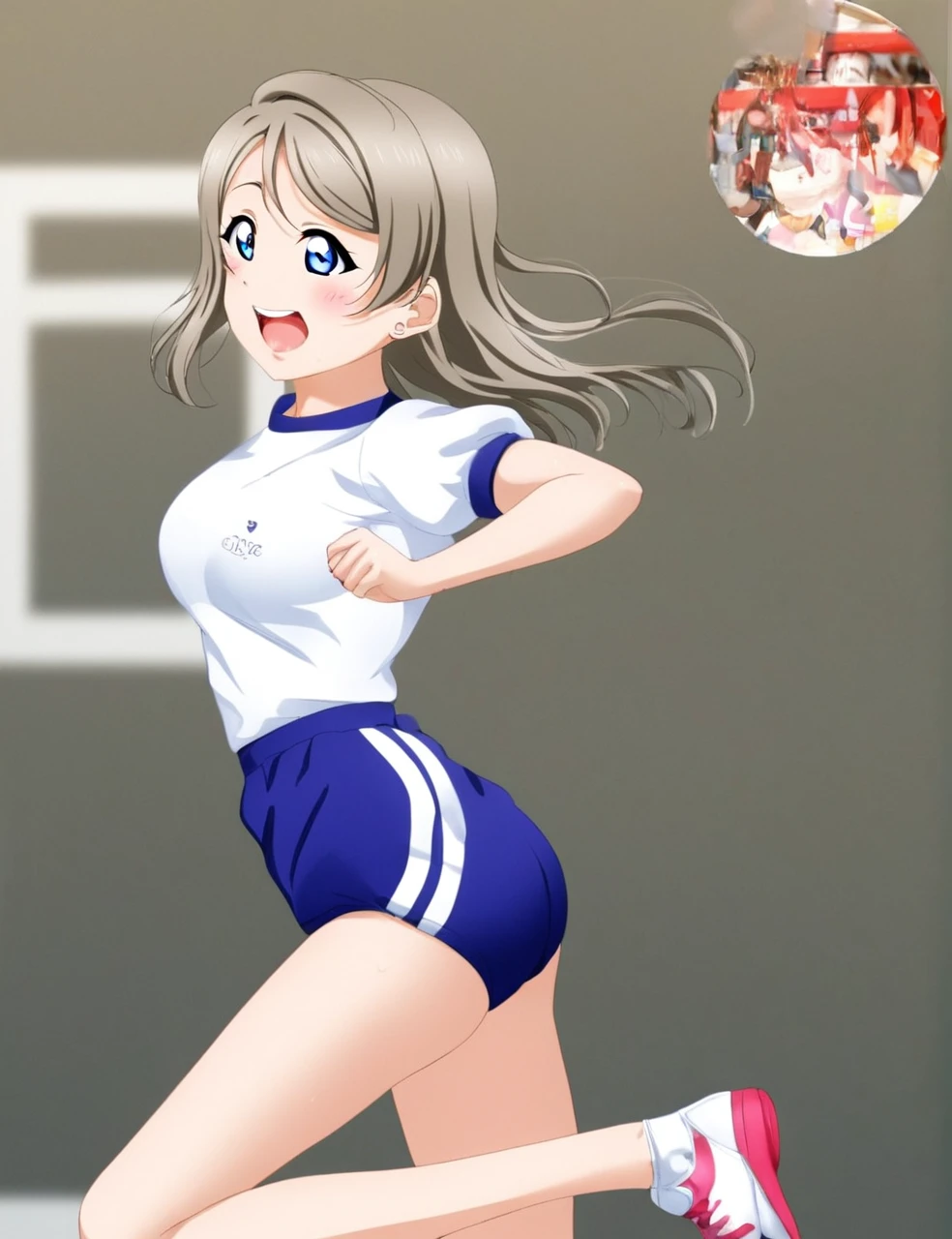 1 girl Love Live Watanabe You Gym uniform running