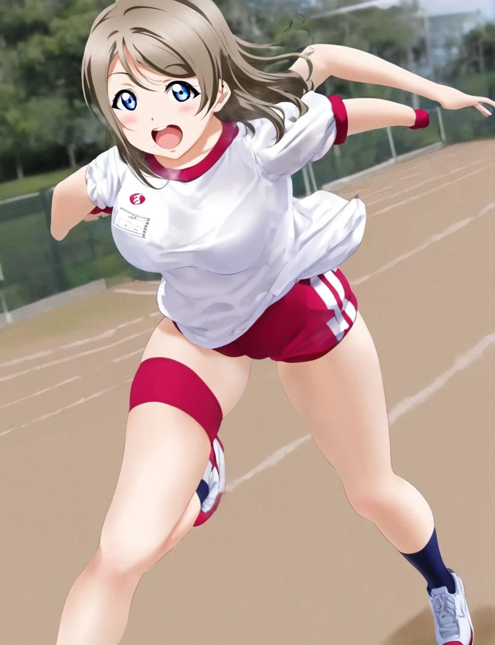 1 girl Love Live Watanabe You Gym uniform running