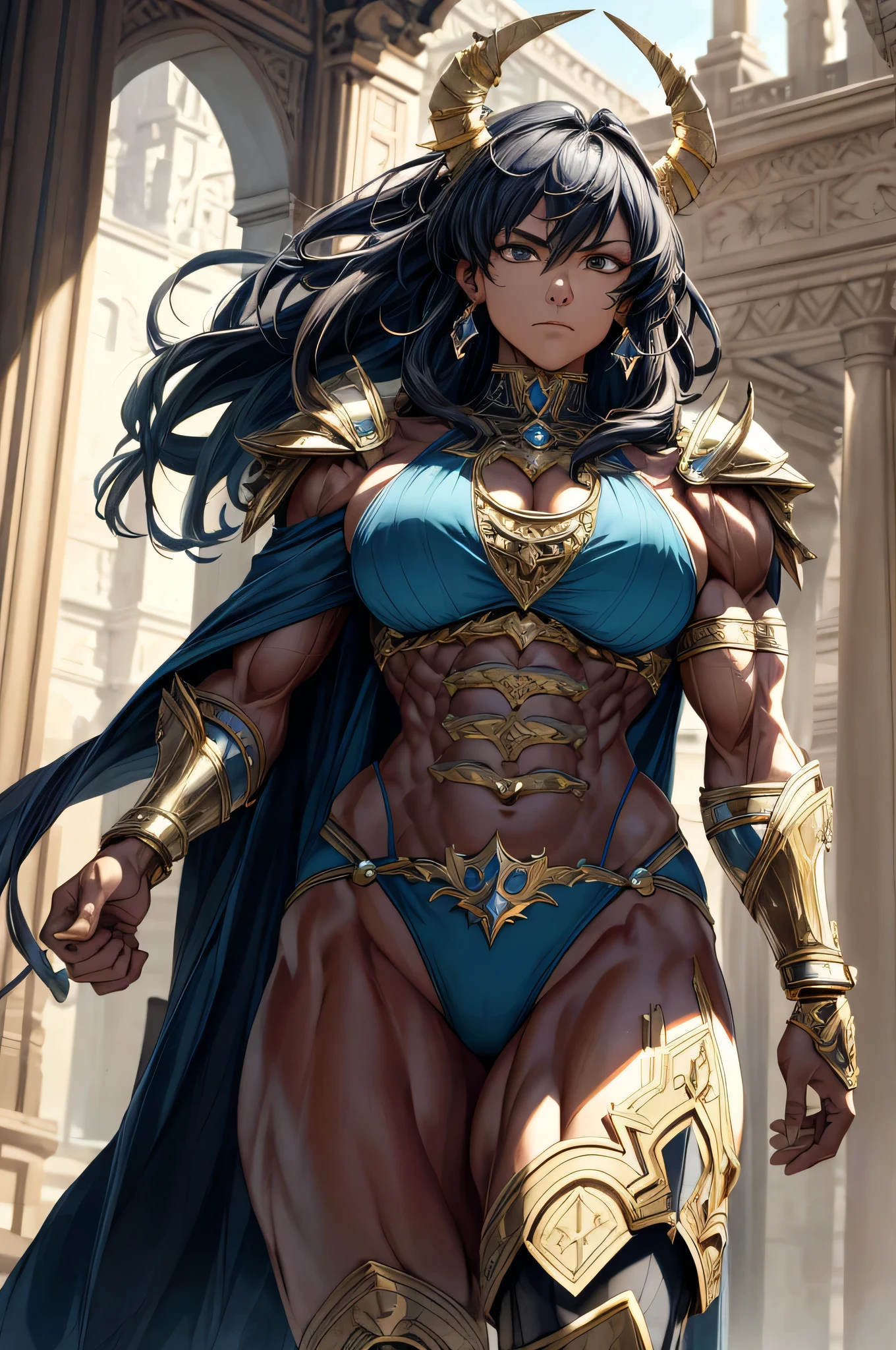 (Best lighting) , (Very intricate details) , 4K Integration, (Super fine CG: 1.2) , (8K: 1.2),(original), (masterpiece) , (Highest quality),(masterpiece:1.4),Anime-ish high quality,(masterpiece),masterpiece, Highest quality, Absurd,((Masterpiece, 4K, 8K, High resolution)),(masterpiece), (Highest quality), (Super detailed), (Very delicate and beautiful), ((Cowboy Shot)), 1 female,
, ((bodybuilder:1.5)),Temple Background,((Beautiful woman)),((Woman warrior)),(((From the knee up:1))),from frontknight girl,Brave and resolute attitude,((Metal armor)),(Sturdy Armor),Metal armor shaped like pectoral and abdominal muscles、Metal Reflection,Castle Background,medieval setting,Soft sunlight,Fluttering Cloak、Brave pose,Strength and elegance,Solemn atmosphere,Powerful aura,Stoic expression,Determined jawline,Women who are bigger than men、Huge muscular physique,Protruding veins,Strong arms with bulging biceps、Six-pack、Muscular々Legs、Graceful Movement,A commanding presence,Poses that show off their monstrous power,Dynamic configuration,Vibrant colors,Perfect balance,Light and shadow contrast,Down to the smallest thread,Sharpen highlights and shadows,Impressive level textures,Sharp focus,Rich and realistic backgrounds,Magnificence and grandeur,Heroine of the Kingdom,Legendary Warrior,Inspiring and majestic,Dignified and fierce,Guardian of the kingdom,Unstoppable courage,Divine Destiny,Indomitable spirit,Unforgettable beauty,Unwavering Strength
