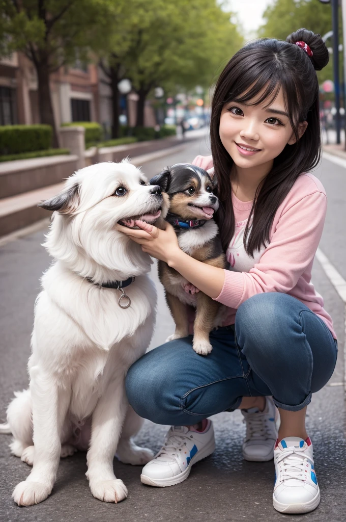 disney female shitzu dog with owner