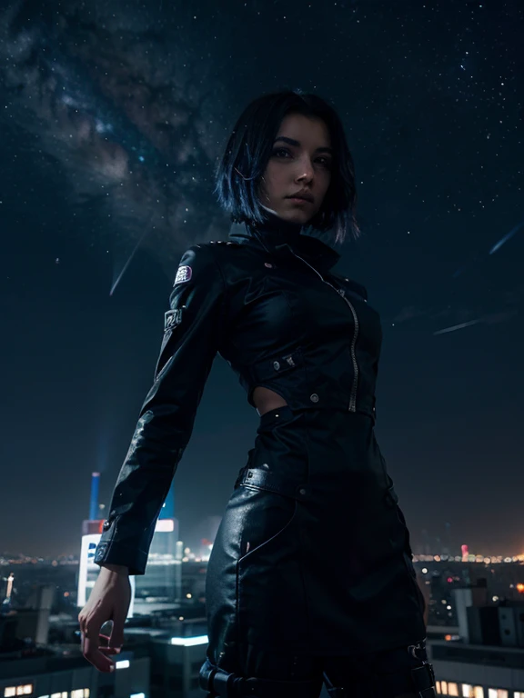 Night sky in cyber city