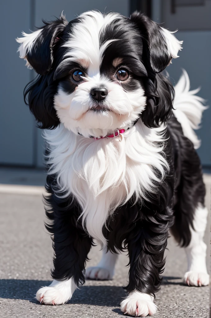 Disney female black and white shitzu dog