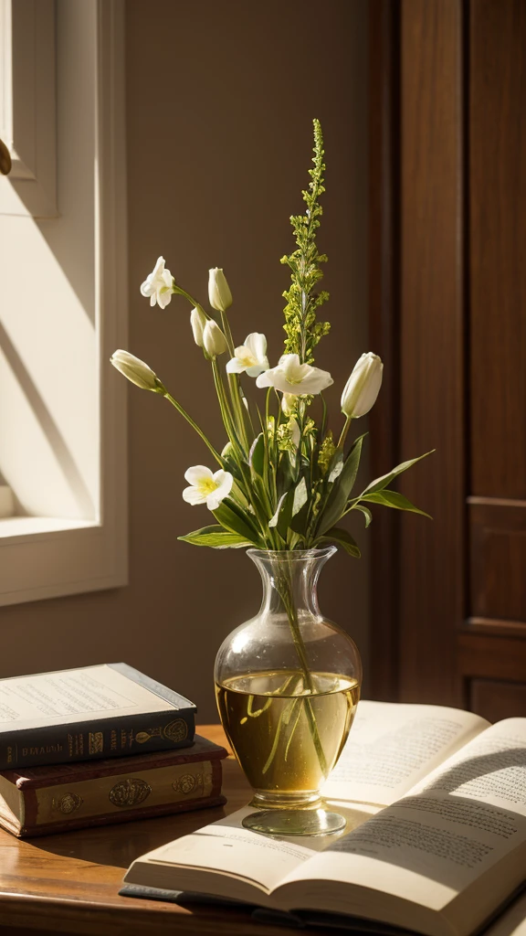 book,Scholarly,peaceful,Art,HD,Literature and Art,artistic conception,clean,vase