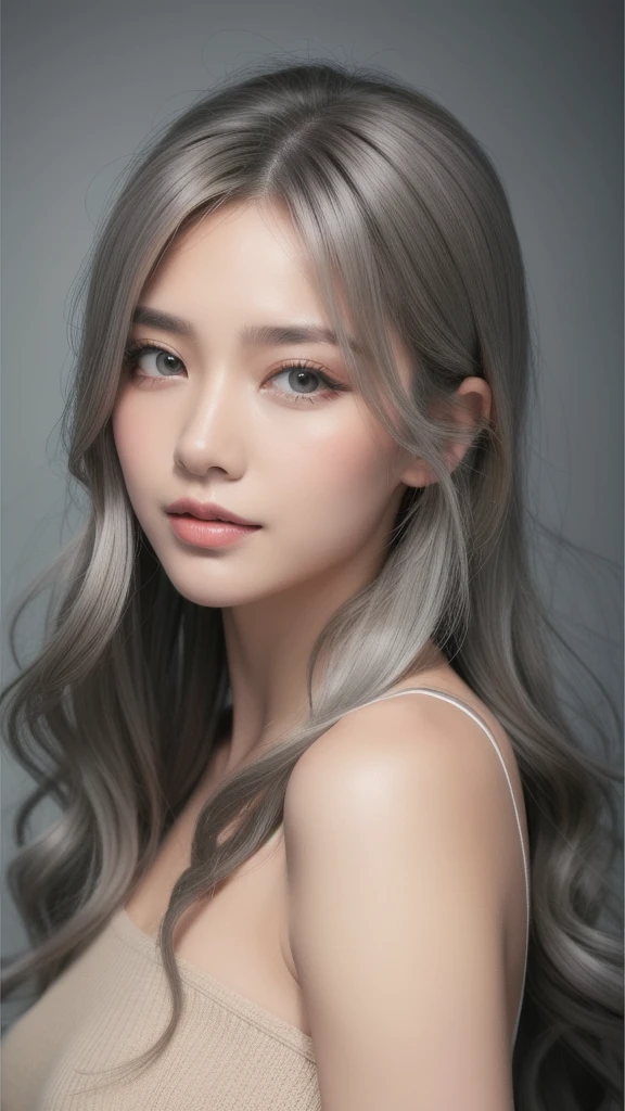 Highest quality, ponytail、Gray Hair