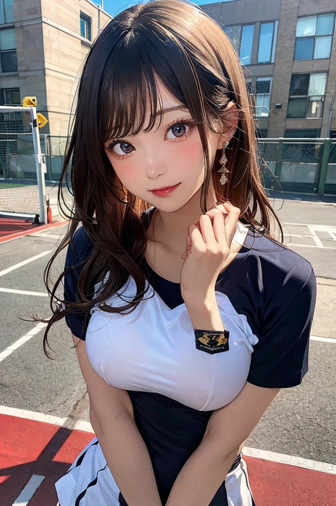 (seductive smile), (((24yo, gyaru))), masterpiece, (((wearing tight tennis uniform)), (allfours), ((large breasts)), ((large hip)), (shiny skin), (((skindentation))), photorealistic, realistic, solo, photorealistic, best quality, ultra high res, YuraS, bed, parted lips, beautiful, masterpiece, best quality, extremely detailed face, perfect lighting, ultra high res, ultra detailed