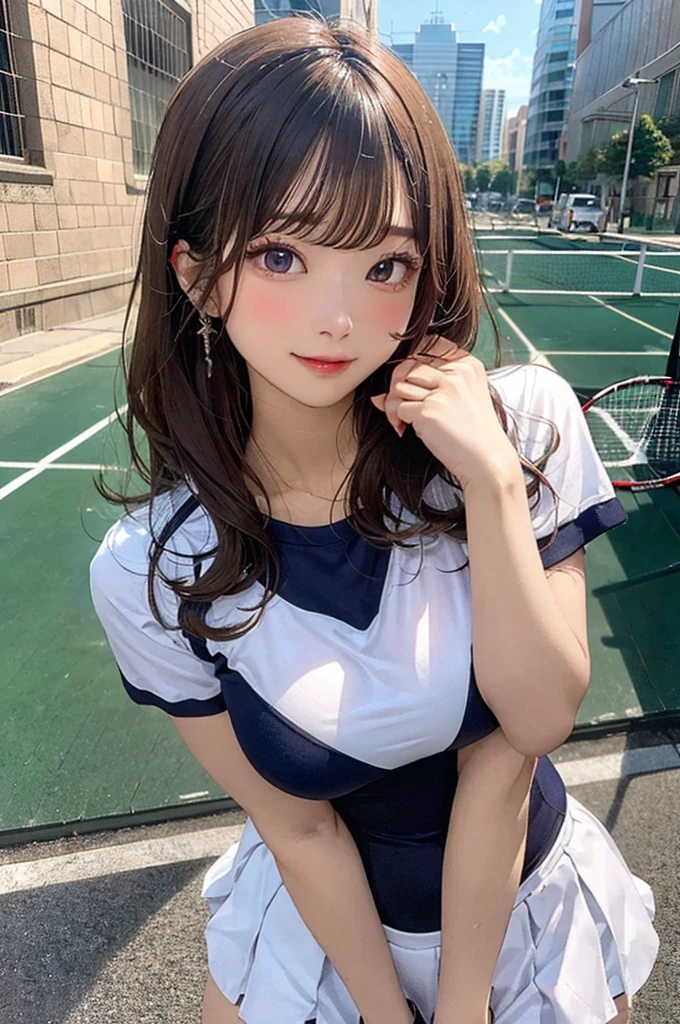 (seductive smile), (((24yo, gyaru))), masterpiece, (((wearing tight tennis uniform)), (allfours), ((large breasts)), ((large hip)), (shiny skin), (((skindentation))), photorealistic, realistic, solo, photorealistic, best quality, ultra high res, YuraS, bed, parted lips, beautiful, masterpiece, best quality, extremely detailed face, perfect lighting, ultra high res, ultra detailed