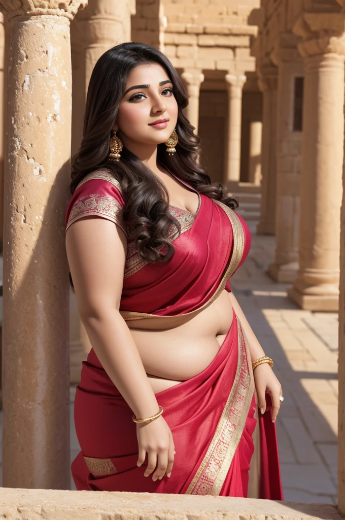 1 Heavenly beautiful and goddess beauty cute and sweet looking face Arabian woman in Hagar Qim Temple, Malta, Heavenly beautiful Overweight, Heavenly beautiful Extremely fat, Heavenly beautiful and attractive Chubby figure , Heavenly beautiful looking and eye catching luxury style traditional Indian saree , reaching out, Heavenly beautiful Arabian woman, 16k, High resolution, masterpiece, highest quality, fine skin, outside view, Realistic Photograph, close up figure view