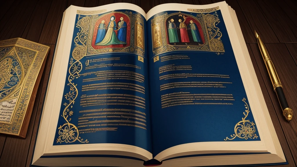 "A manuscript illuminated with vibrant colors and intricate calligraphy, featuring biblical passages and theological reflections on death and resurrection. The manuscript includes verses from both the Old and New Testaments, highlighting the evolution of theological insights leading to the New Testament's promise of eternal life. Symbols of resurrection and spiritual renewal adorn the margins, illustrating the foundational concepts that guide our understanding of the Bible's teachings on the afterlife."