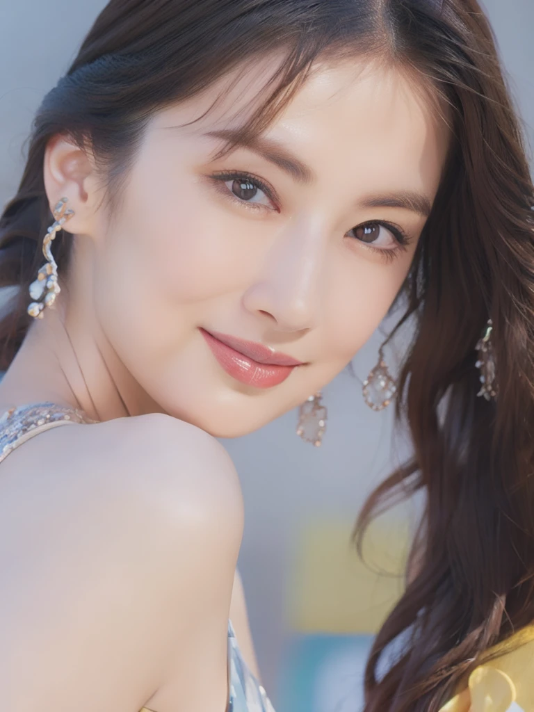 best quality, masterpiece, ultra high res, photorealistic, 1girl, offshoulder, smile
