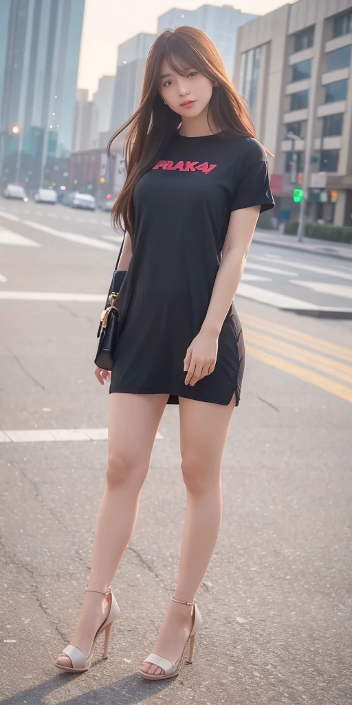 mix4, 20d, solo, long_hair, shirt, dress, high_heels, full_body, look_at_viewer, (8k, RAW photo, best quality, mastery:1.2), (realistic, photo-realistic:1.37), professional lighting, photon mapping, light energy transfer, physically based rendering,