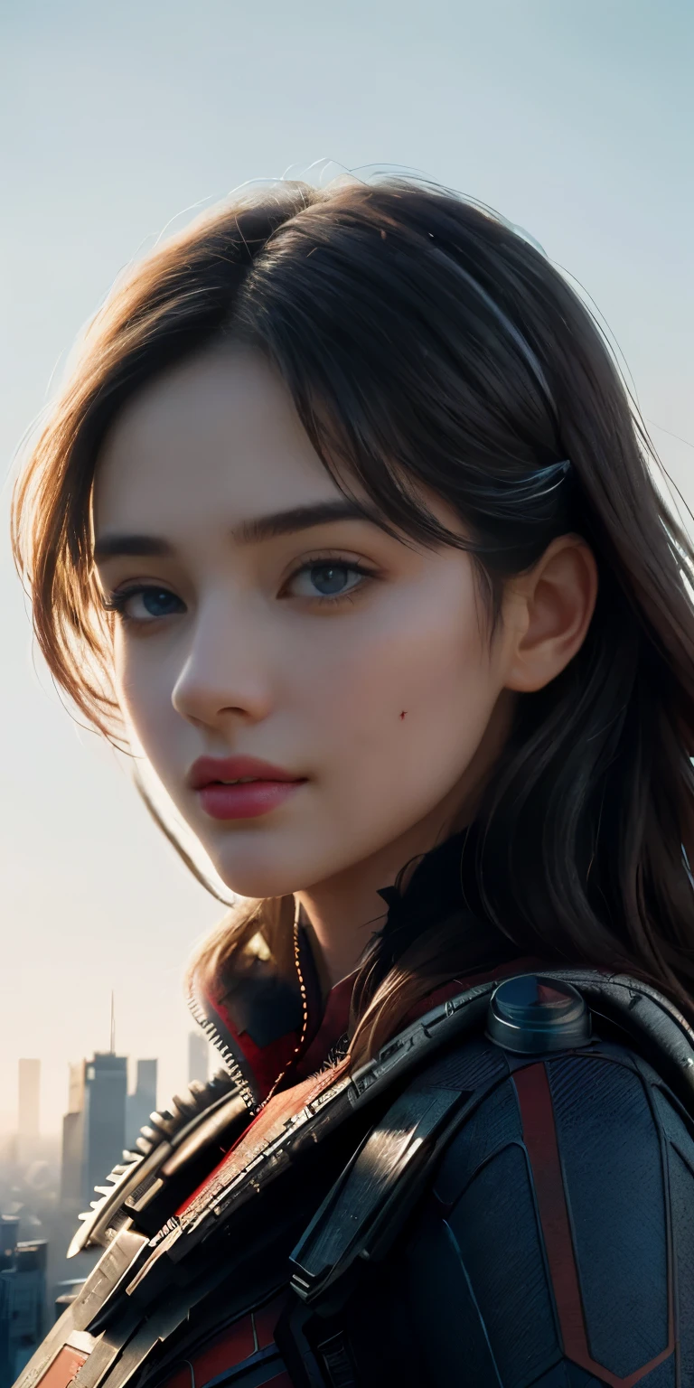 (1girl:1.3), Solo, (((Very detailed face)))), ((Very detailed eyes and face)))), Beautiful detail eyes, Body parts__, Official art, Unified 8k wallpaper, Super detailed, beautiful and beautiful, beautiful, masterpiece, best quality, original, masterpiece, super fine photo, best quality, super high resolution, realistic realism, sunlight, full body portrait, amazing beauty, dynamic pose, delicate face, vibrant eyes, (from the front), She wears Spider-Man suit, red and black color scheme, spider, very detailed city roof background, rooftop, overlooking the city, detailed face, detailed complex busy background, messy, gorgeous, milky white, highly detailed skin, realistic skin details, visible pores, clear focus, volumetric fog, 8k uhd, DSLR, high quality, film grain, fair skin, photo realism, lomography, futuristic dystopian megalopolis, translucent