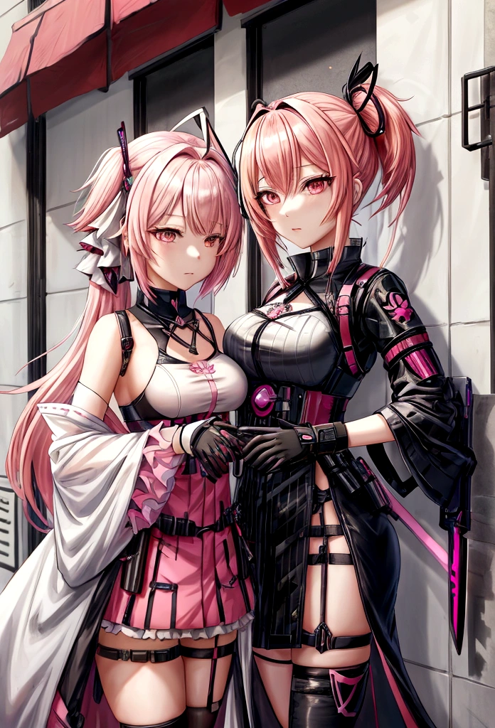 anime girl with pink hair pair of scissors, ayaka genshin impact, from arknights, fine details. girls frontline, ayaka game genshin impact, lolish, madoka kaname, arknights, haruno sakura, from girls frontline, girls frontline universe, from the azur lane videogame, girls frontline style, sayori