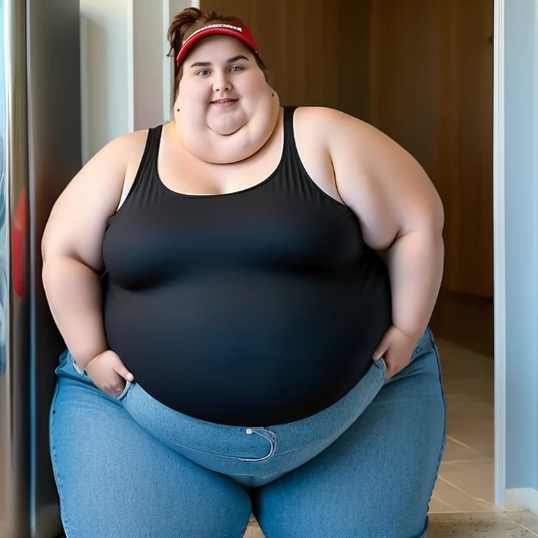 Extremely obese female plumber