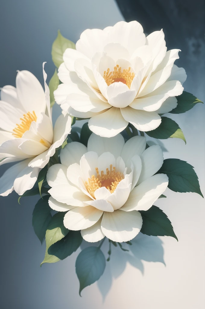 watercolor white floral, white background, high resolution