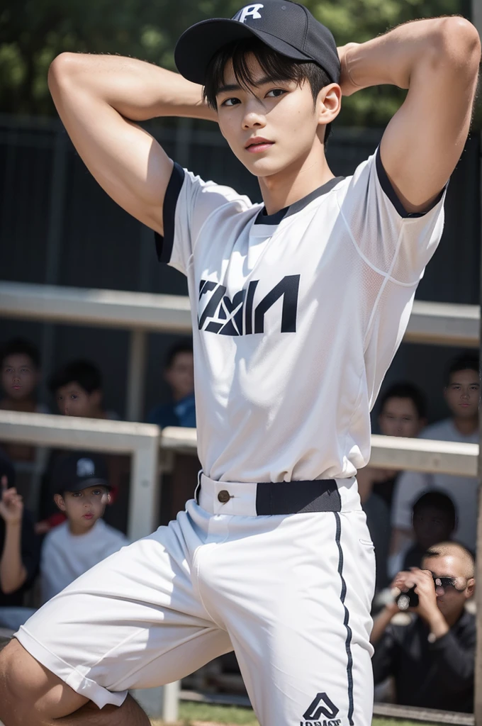 Shota, 15-year-old boy, Children, very young agers, Amazing baseball field view, In the middle of a baseball field packed with people, baseball field on the background, It's crowded., sunny day, (He wore a tight, short-sleeved white shirt.:1.5) ,Very small, covering half of his big cock., He wore a baseball cap on his head., print dick, Sweat dripping all over., Sweat covered the entire body., ภาพถ่ายfull body, Wear very small underwear., Proudly showing off his sweaty hairy armpits to the audience in the music area., Naked, wearing tiny white panties., very young boy, Soft, cinematic lighting illuminates a handsome Korean male supermodel in stunning detail and ultra-realism., My hair is very frizzy., clear honey colored eyes, A perfect smile is charming., sensuality, hot man, very handsome, Showing off his sweaty body., Has a lot of muscle and a six-pack., ผอมthin, compact, full body, 8K, photography, Masterpiece, detailed face, Detailed eyes, sexy, Beautiful stomach, beautiful legs, and a large, detailed bulge., expression of ecstasy, excited, thin, Detailed eyes and lips, Have a six-pack and a fit body.. Image quality is of the highest standard., With detailed features and realistic appearance. The colors are bright and vibrant., Enhances overall beauty. The light is soft and natural., Shining a soft glow on the boy, Don't combine the body.