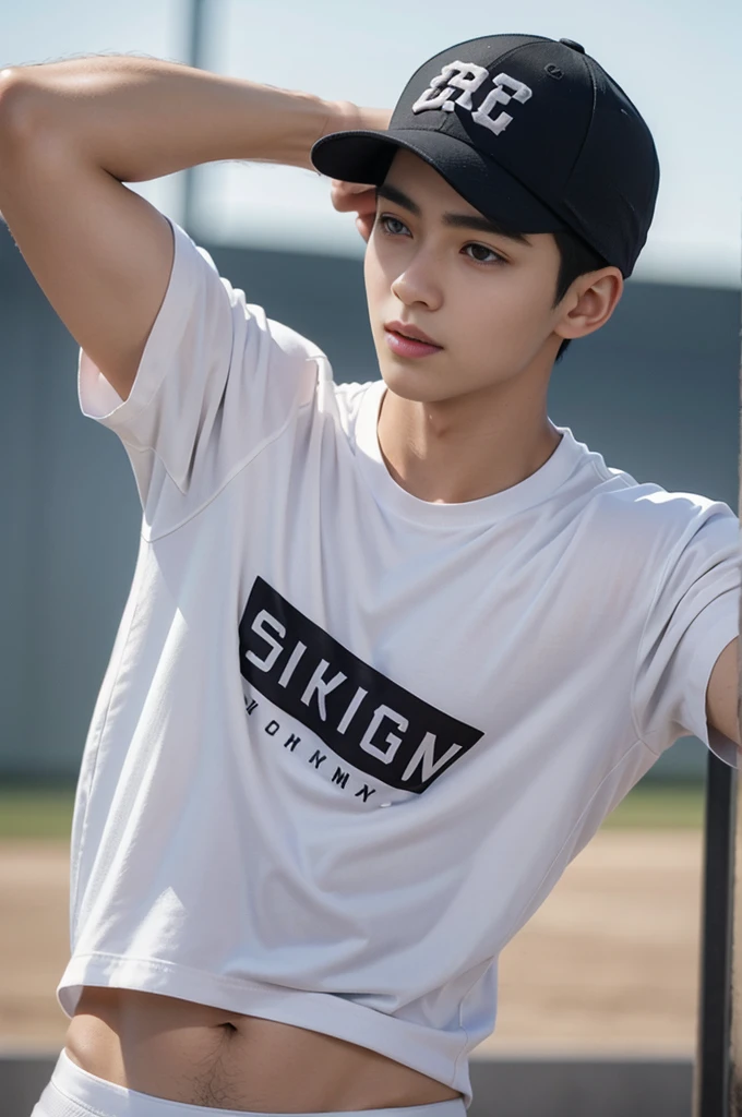 Shota, 15-year-old boy, Children, very young teenagers, Amazing baseball field view, In the middle of a baseball field packed with people, baseball field on the background, It's crowded., sunny day, (He wore a tight, short-sleeved white shirt.:1.5) ,Very small, covering half of his big cock., He wore a baseball cap on his head., print dick, Sweat dripping all over., Sweat covered the entire body., ภาพถ่ายfull body, Wear very small underwear., Proudly showing off his sweaty hairy armpits to the audience in the music area., Naked, wearing tiny white panties., very young boy, Soft, cinematic lighting illuminates a handsome Korean male supermodel in stunning detail and ultra-realism., My hair is very frizzy., clear honey colored eyes, A perfect smile is charming., sensuality, hot man, very handsome, Showing off his sweaty body., Has a lot of muscle and a six-pack., ผอมthin, compact, full body, 8K, photography, Masterpiece, detailed face, Detailed eyes, sexy, Beautiful stomach, beautiful legs, and a large, detailed bulge., expression of ecstasy, excited, thin, Detailed eyes and lips, Have a six-pack and a fit body.. Image quality is of the highest standard., With detailed features and realistic appearance. The colors are bright and vibrant., Enhances overall beauty. The light is soft and natural., Shining a soft glow on the boy, Don't combine the body.