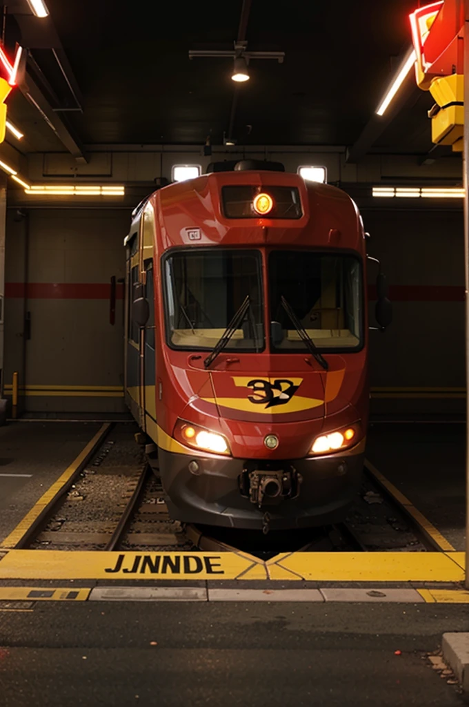 Animated 3D popup with the name JunnLegall, red yellow lightning background, Above it is a picture of a train 