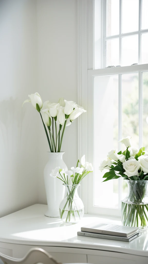 Gardenia,A white vase,Light desktop,Clean desktop,peaceful,Art,Ultra-clear,Literature and Art,artistic conception,Light background