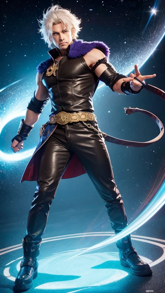 Manga Jojo style、Manga style illustration、Albert Einstein、Activate the Stand ability、Famous poses、Full Body、