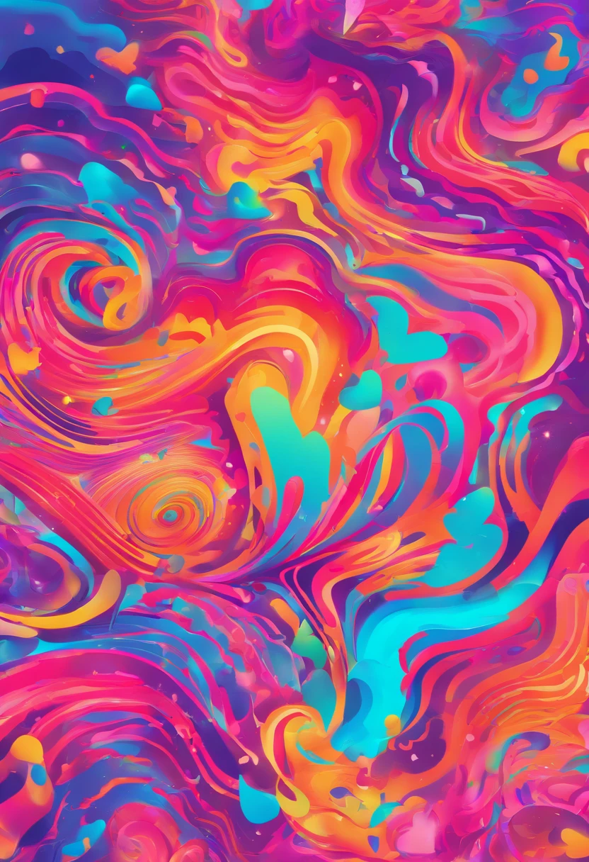 Multiple random Holographic patterns wallpaper backgrounds with loud patterns expressive styles, hearts, butterflies, tie dye, create with no limits, bright neon colors that pop, with bright pink neon detailed wavey lines in a graffiti surrealism fun style beautiful background patterns that pop