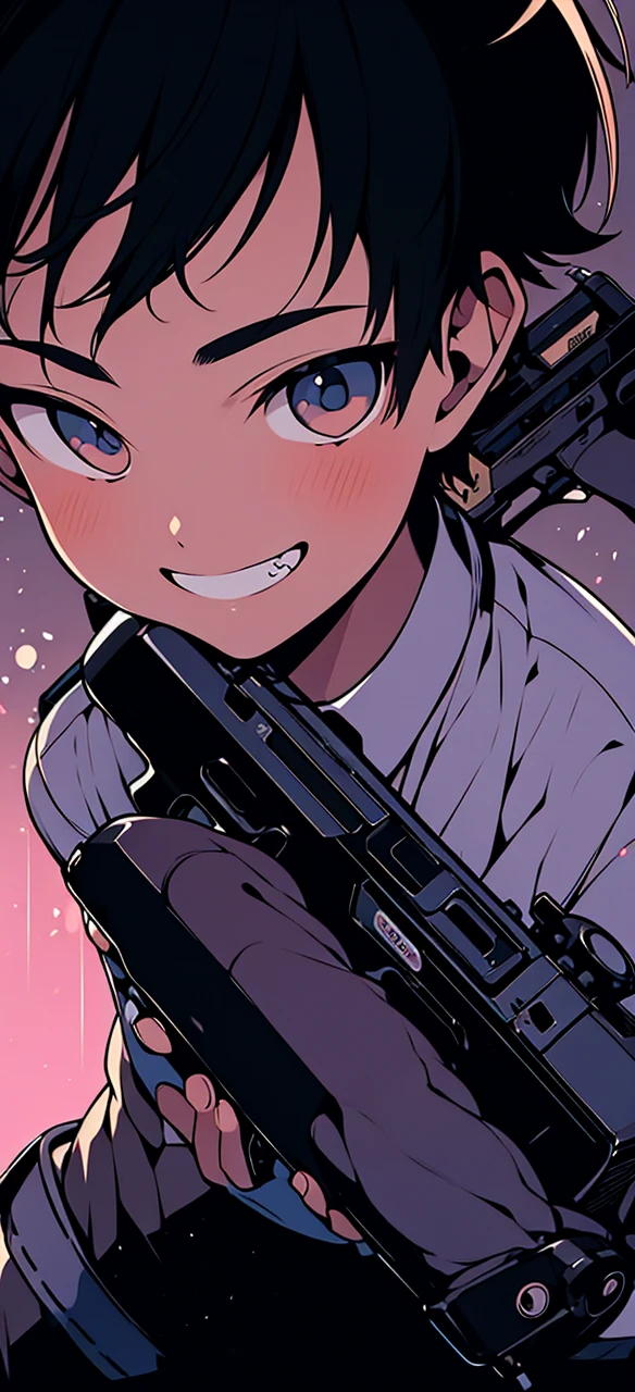 boy gun smile