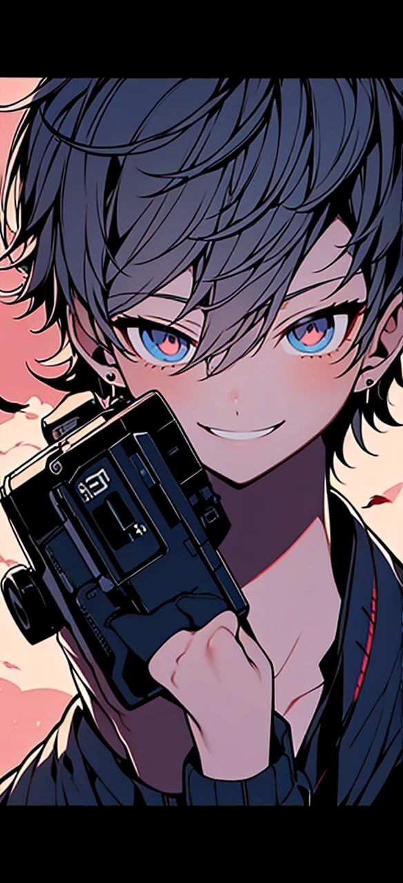 boy　gun　smile