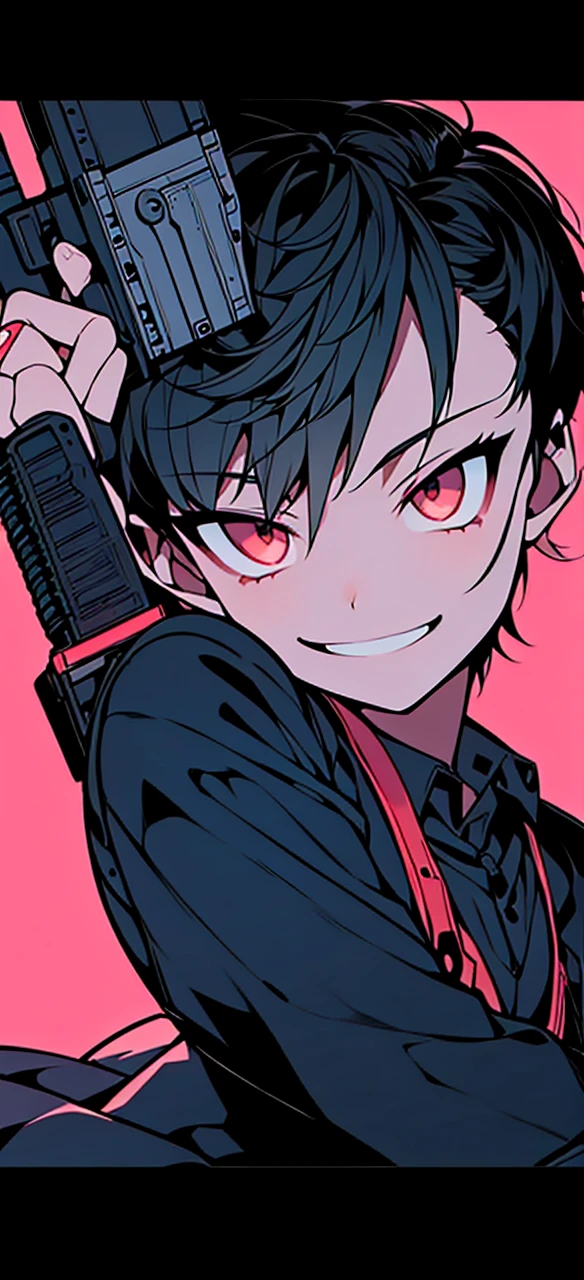boy　gun　smile
