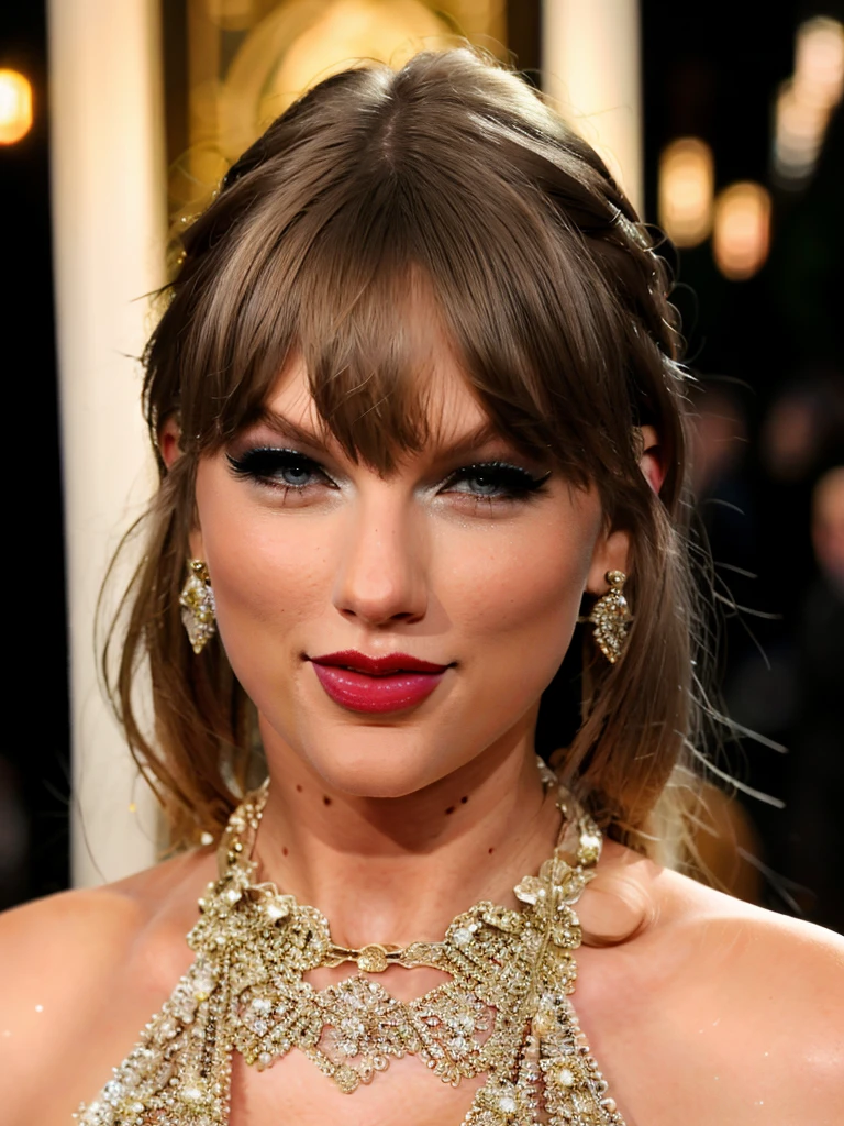 photorealistic portrait of 1 woman, xtaylor, swift, detailed lips, extremely detailed face, long eyelashes, glamorous makeup, sexy gothic dress, holding a microphone, from the waist up, on the scene, (best quality,4k,8k,highres,masterpiece:1.2),ultra-detailed,(realistic,photorealistic,photo-realistic:1.37),studio lighting,vivid colors,portrait