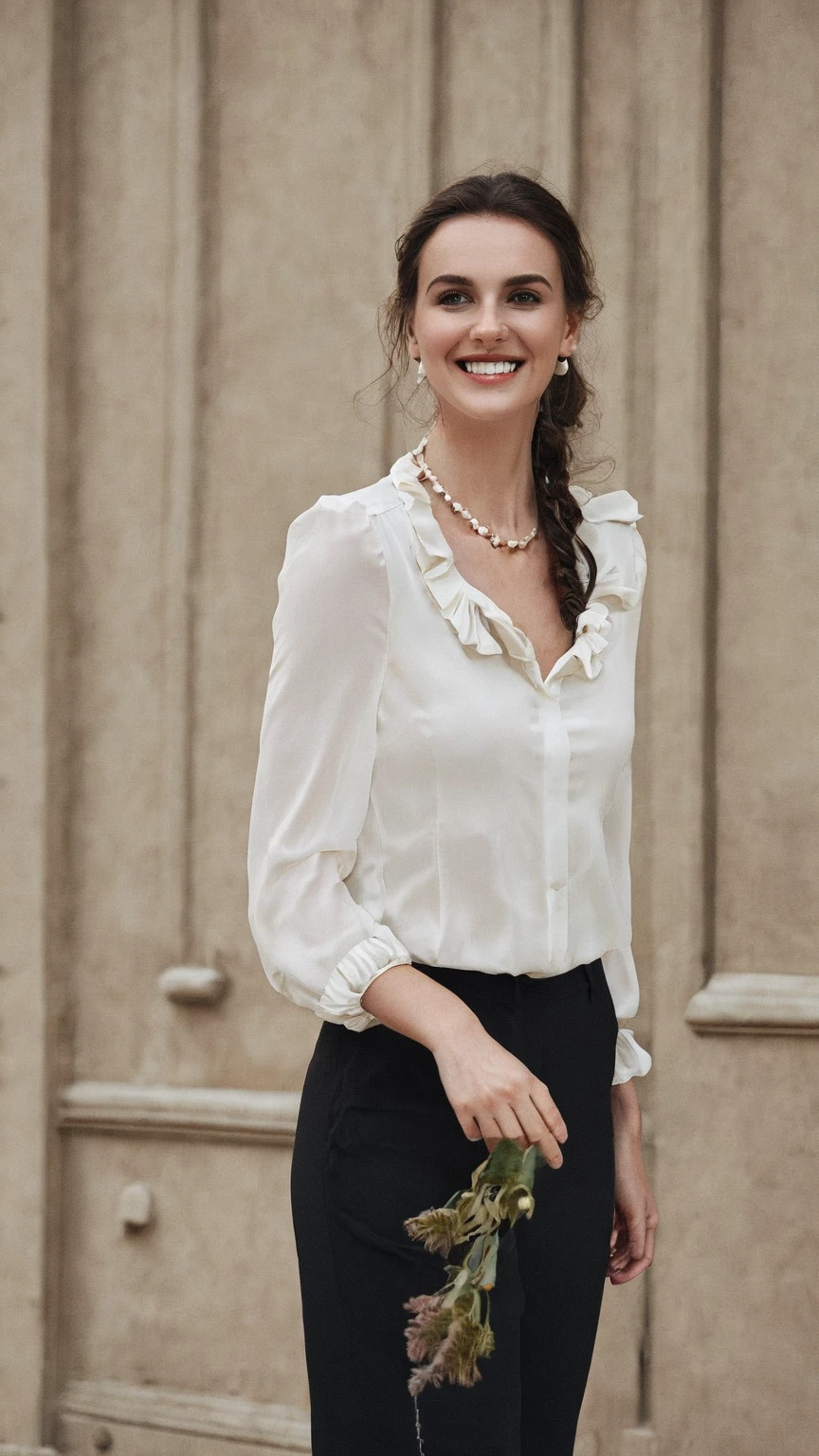 cute White Blouse smile