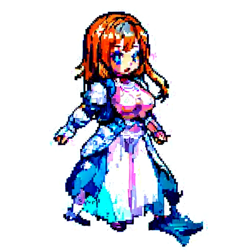 masterpiece , best quality , pixel art , nsfw , 1 girl , solo , fantasy clothes , upper body , white background , heroine , deformed , junior , sexy , chibi , Highly Exposed , angel , pink clothes , bbw