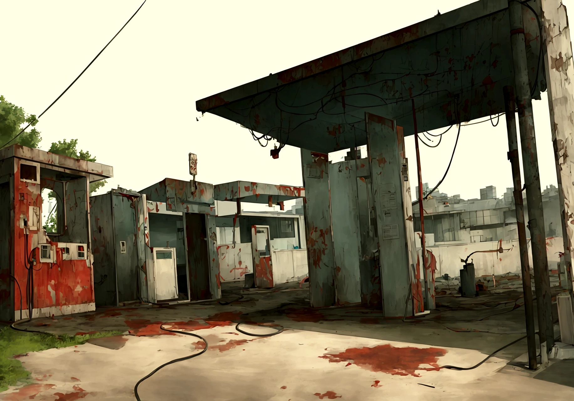 standing in an abandoned gas station