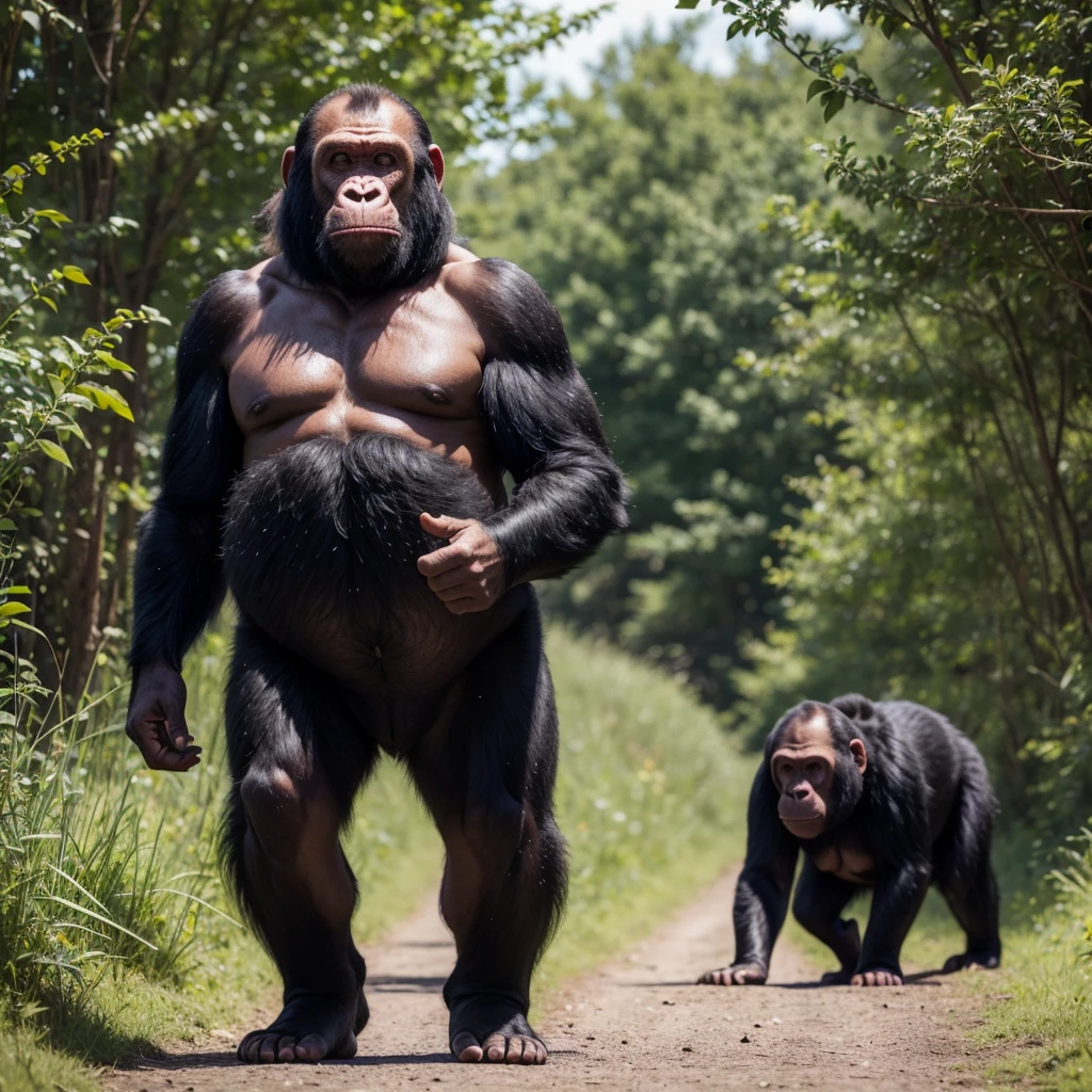 Ape walking in the distance