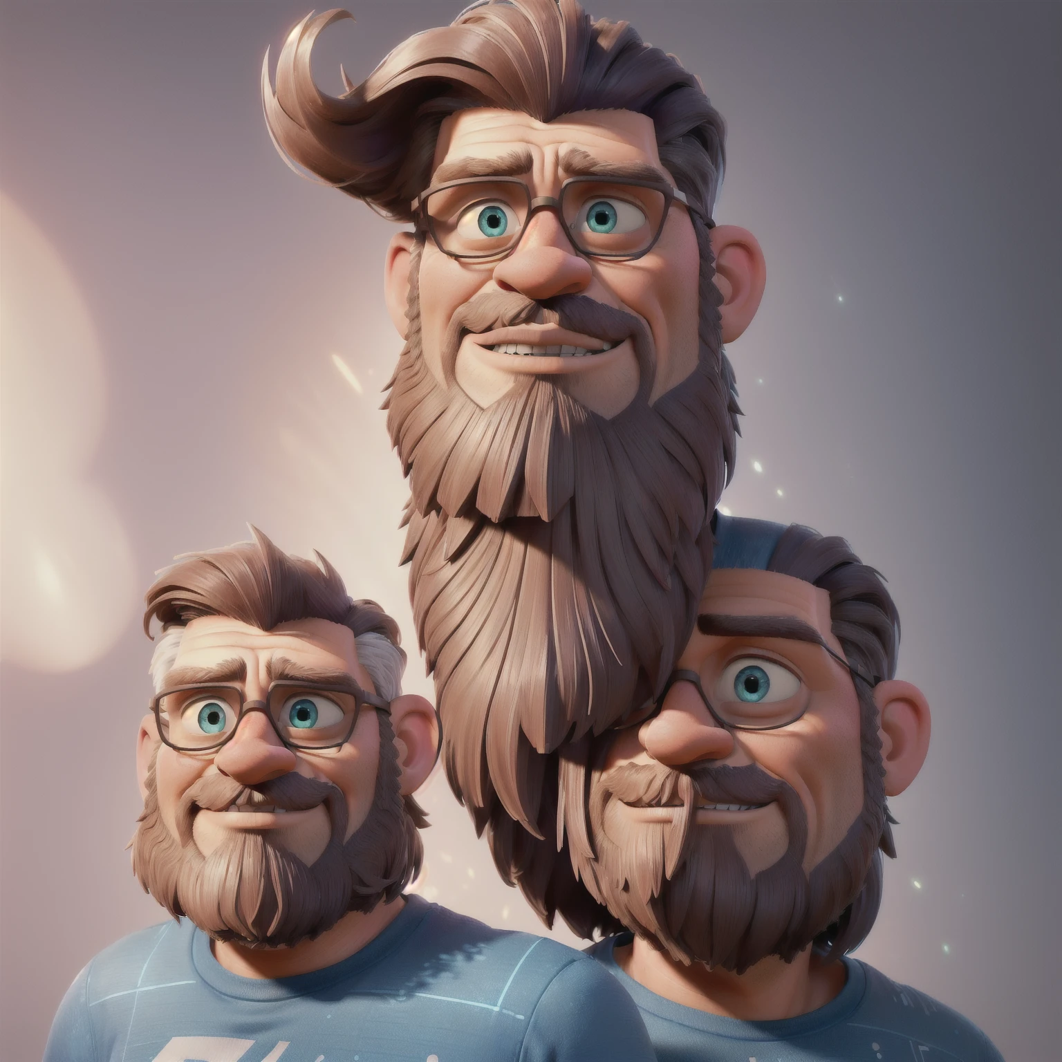 work of art, best qualityer, (Extremely detailed CG 8k unity wallpaper), (best qualityer), (Best illustration), (best shade), absurderes, realistic lighting, (abyss), beautiful detailed glowing, arte de PeterMohrBacher, white male, with a growing beard, ruffled hair, Captain America T-Shirt